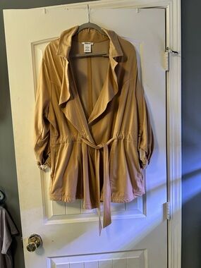 Masseys Tan Drapey Utility Wrap Jacket - Size 2X - Tencel Blend